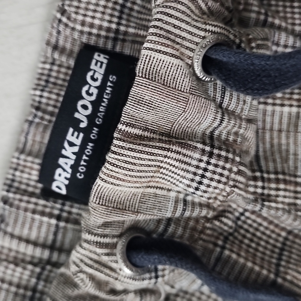 Drake Men's Plaid Jogger Pants - Brown and Gray - Picture 5 of 10